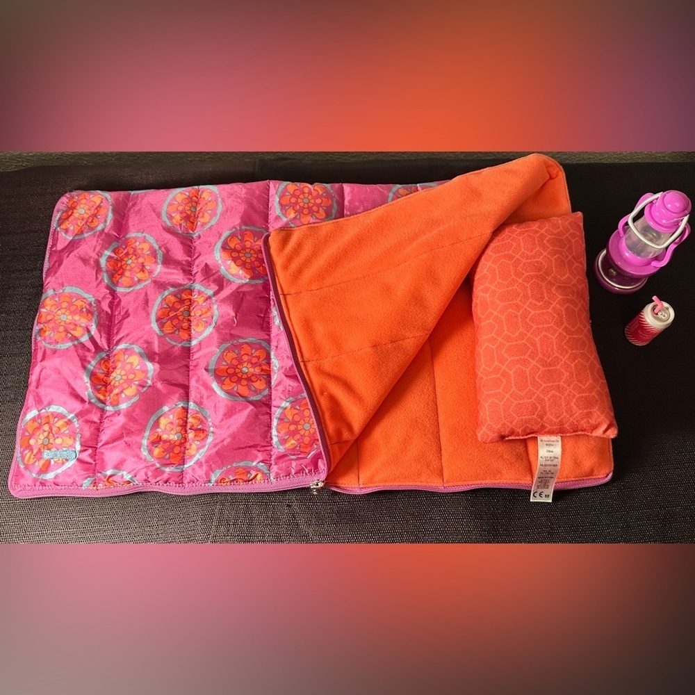 American Girl Doll Sunset Sleeping Bag Pillow Lantern Lot EUC RETIRED SET